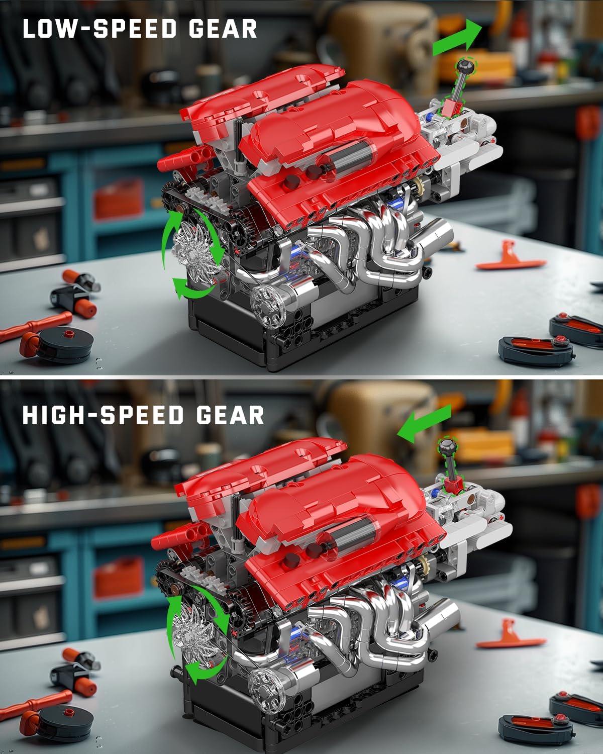 Mould King 10226 Engine Model Kit That Runs- Build Your Own STEM V12 Model Engine with Transmission, 12-Cylinder Supercar Engine kit Building Engineering Toys for Adults Collections (863+PCS)