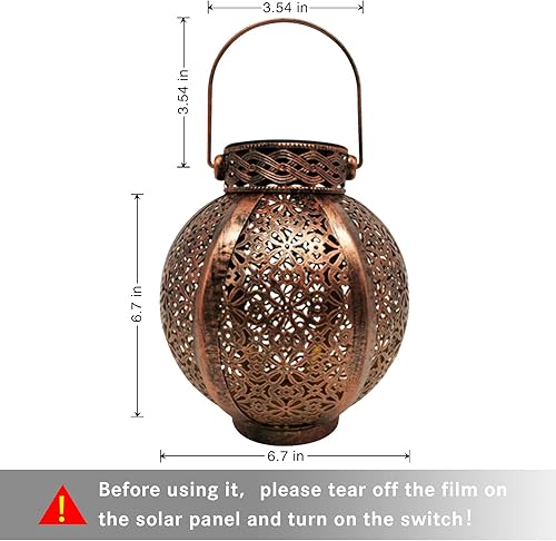 Miniatura 3 de Faroles solares impermeables para exteriores, paquete de 2, faroles solares retro de metal colgantes para jardín, patio, fiesta