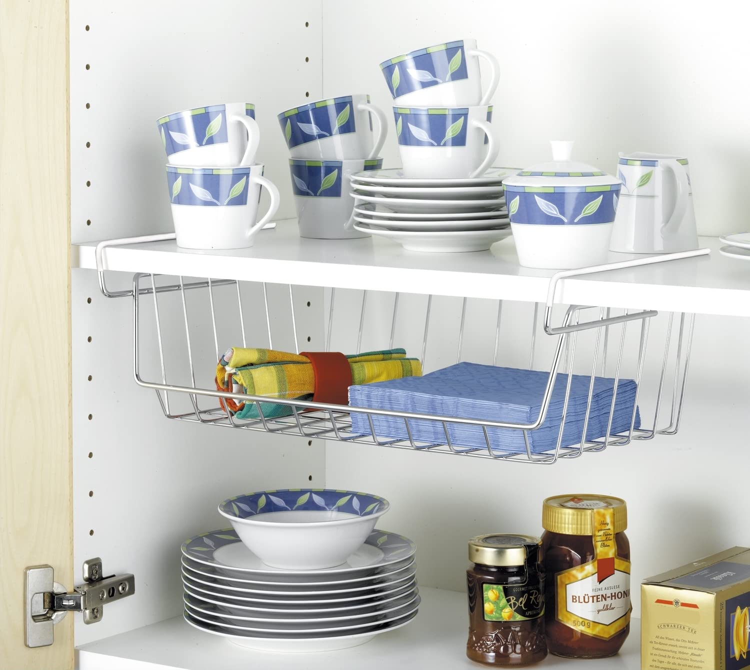 Wenko 2304100 Cesto per mensola in cromo 44 x 15 x 27 cm, Bianco