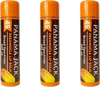 Panama Jack Sunscreen Lip Balm - SPF 45, Broad Spectrum UVA-UVB Sunscreen Protection, Prevents & Soothes Dry, Chapped Lips, Dreamsicle, Pack of 3