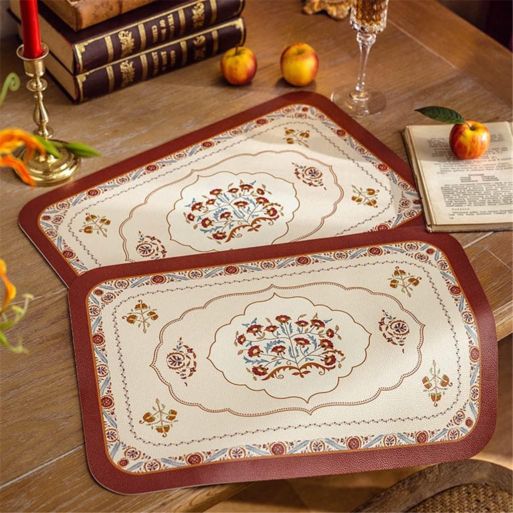 2 Pcs Leather Kitchen Table Mats for Dining Kitchen Accessories Dining Table Decor