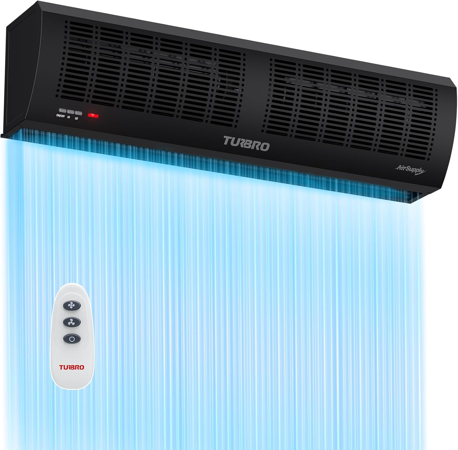 TURBRO 48-Inch Air Curtain Fan, Wall-Mounted Commercial Air Door with Magnetic Switch, 1530 CFM, Heavy-Duty Indoor Over Door Fan for Energy Efficiency, Dust, and Insect Control