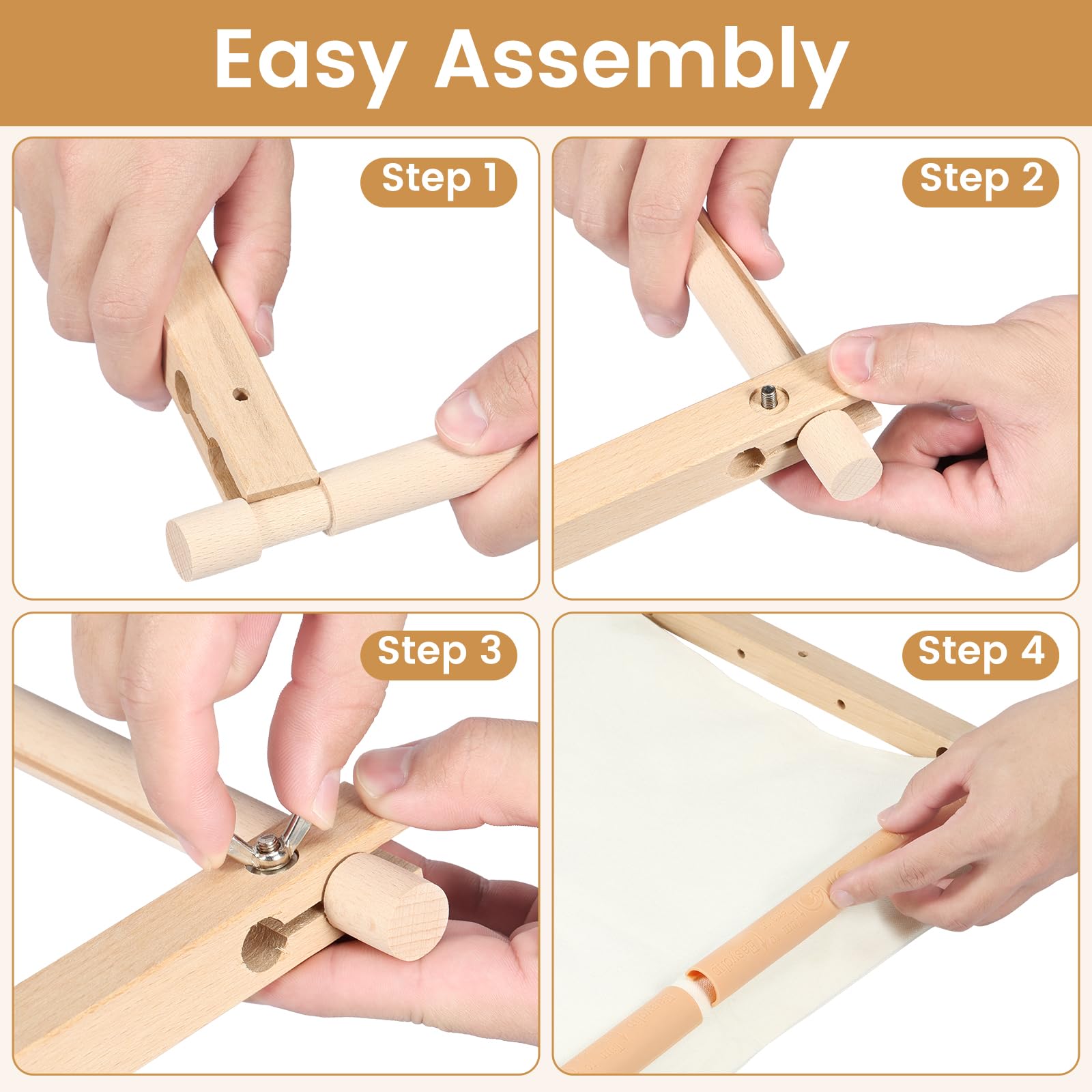 ZLHETWT Scroll Embroidery Frame, Cross Stitch Scroll Frame Rotated Needlepoint Embroidery Tapestry Scroll Frame Adjustable Needlepoint Stretcher Frame for Embroidery (54.5cm), 202406246622