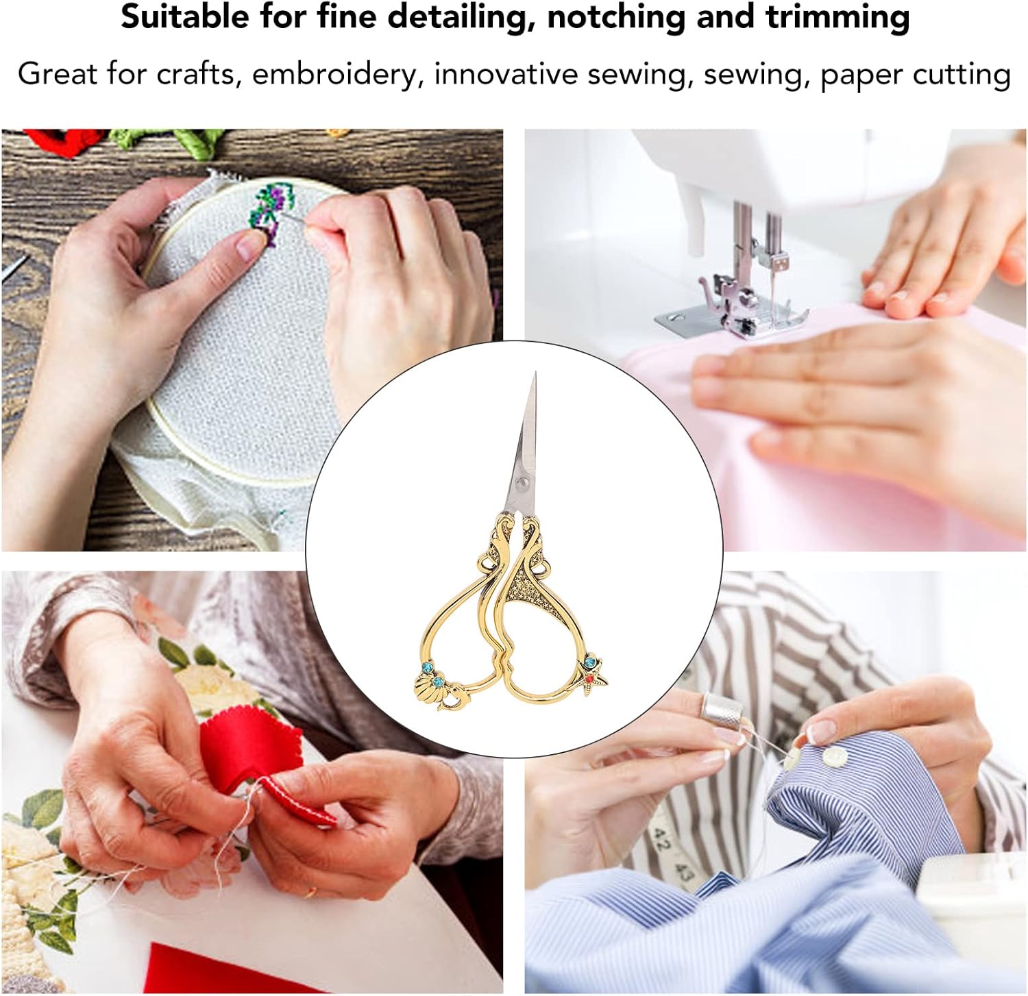 Craft 4.9in Embroidery Scissors, Rustproof Stainless Steel, Vintage European, Sewing Scissors with Fine Storage Box for DIY Handicrafts Tool