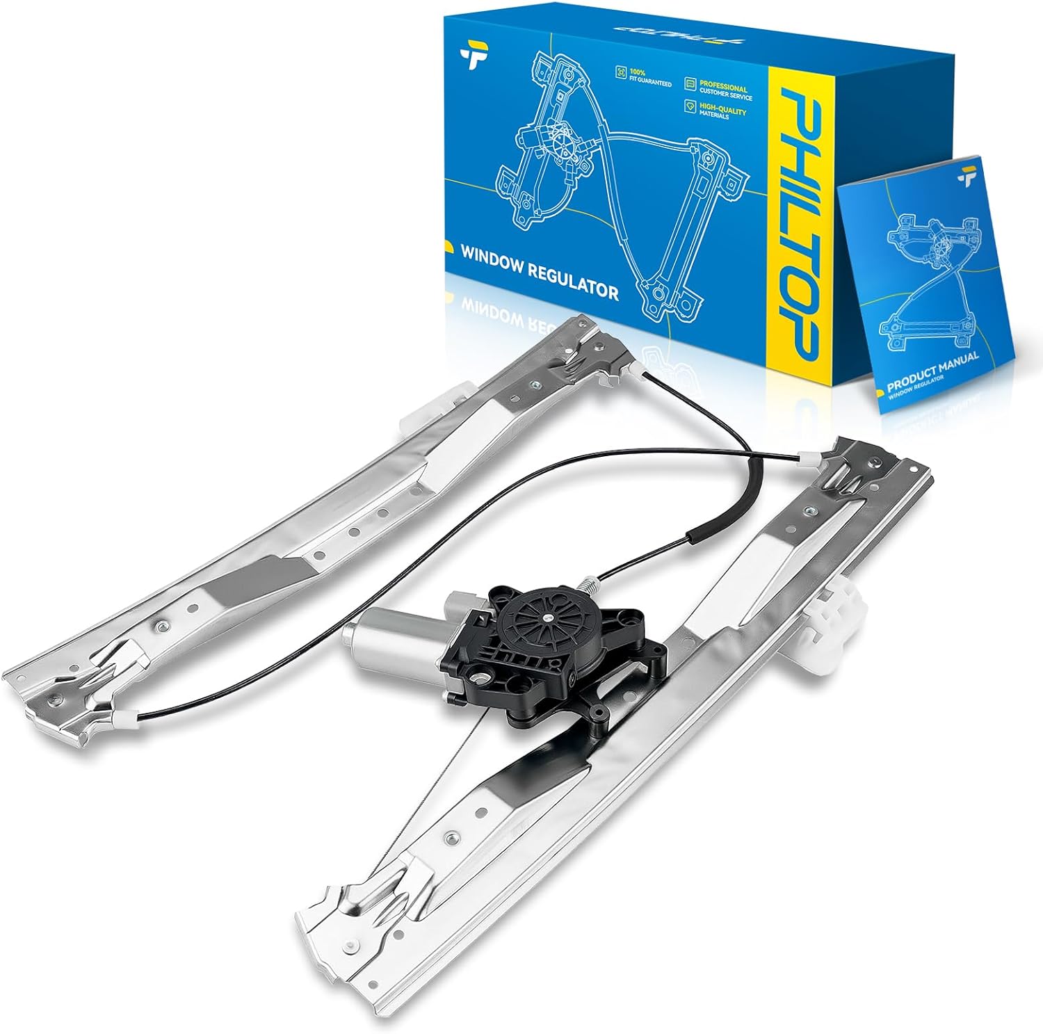 PHILTOP Front Right Passenger Side Window Regulator Assembly with Motor for 2008-2020 Grand Caravan; 2008-2016 Town & Country; 2012-2015 C/V,748-509