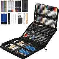 Conjunto profissional de lápis de cor ToneGrip para desenho e esboço com 72 unidades, lápis de cor grafite, ferramenta de haste de carvão, estojo de lona com zíper, para crianças adultos, adolescentes e artistas