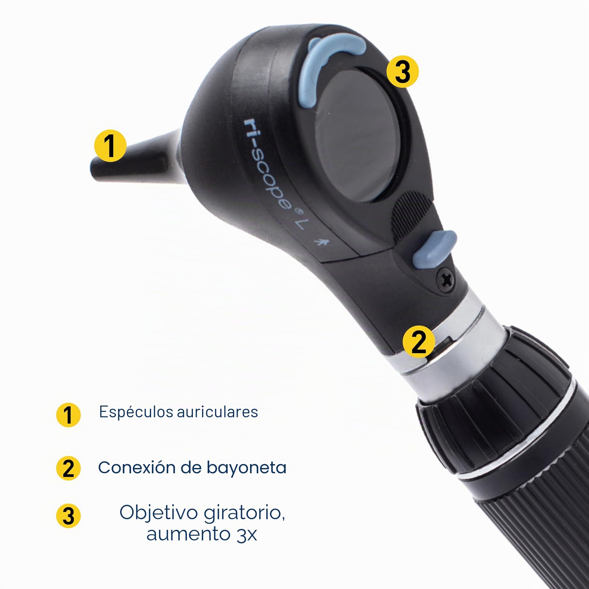 Riester Cabezal de Otoscopio Riester ri-scope, F.O. L2 3,5 V, Óptica de vidrio y tecnología led