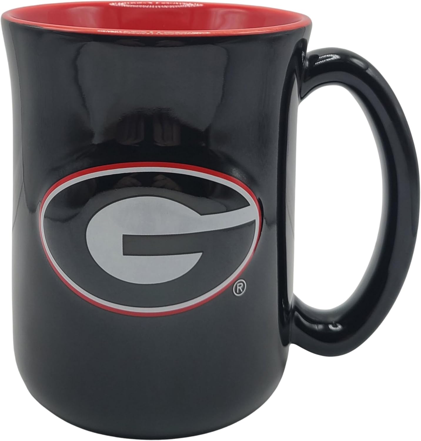 Boelter Brands NCAA Large 15oz Sculpted Cafe Mug with Raised Logo and Inner Color (Georgia Bulldogs)