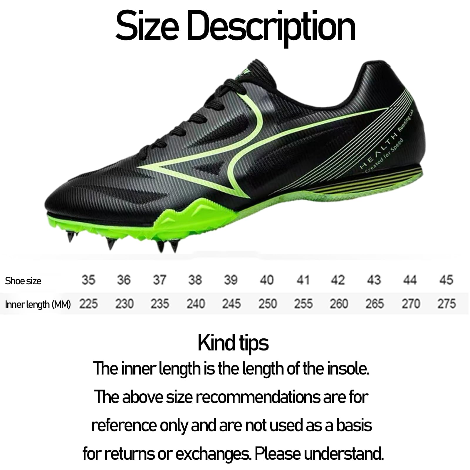 Scarpe Chiodate Atletica Leggera,Chiodate da Scarpe da Pista,Junior Spikes,Antiscivolo con Punte,Unisex,Antiscivolo,con Punte E Stampa,Traspiranti Unisex Buffer Leggero per Studenti