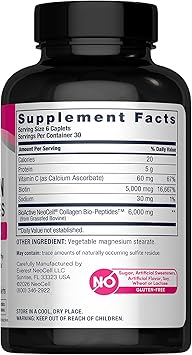 NeoCell Collagen Peptides Pills | 180 Tablets | with Vitamin C and Biotin | Grass Fed Bovine | Hair, Skin, Nails | for Women and Men