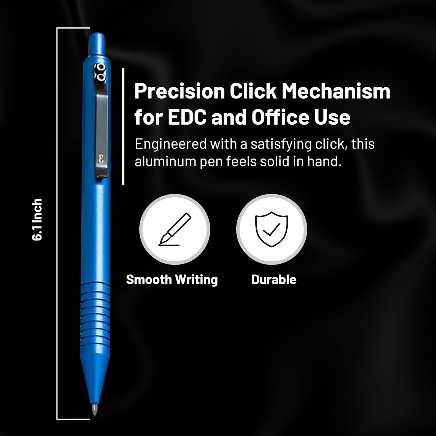 Everyman Aegean Grafton Full Click Refillable 0.7mm Gel Ink Pen | Sleek Anodized Aluminum EDC Pen with Deep Grooved Grip | Smooth Writing Pocket Pen for Office, Travel, Gifting & Daily Use