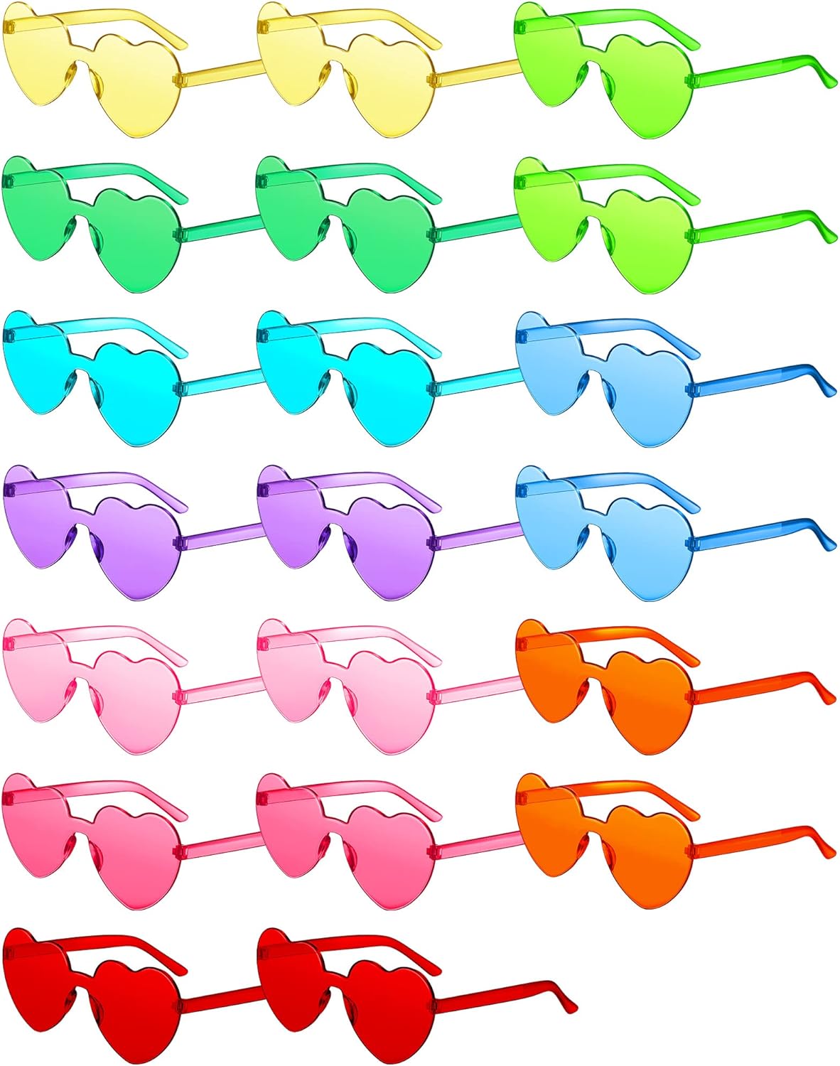 Cindeer 20 Pair Kid Heart Shaped Sunglasses Summer Party Girl Boy Party Sunglasses Transparent Candy Rainbow Age 5-12