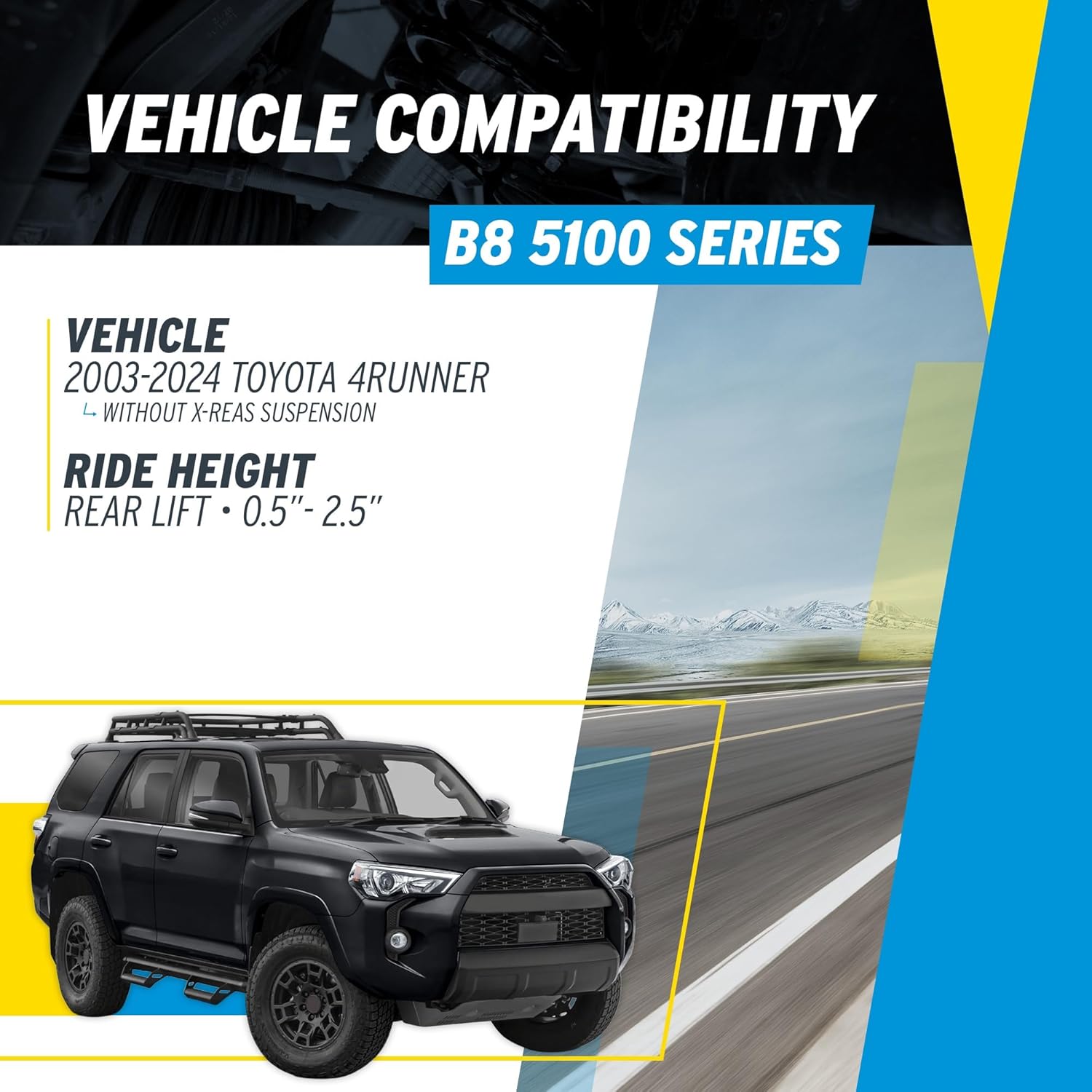 Bilstein Pair of Rear B8 5100 Series Shocks Compatible with 2003-2024 4Runner w/o X-REAS Suspension and with 0.5-2.5" Rear Lift | Easy Installation | Smooth Performance