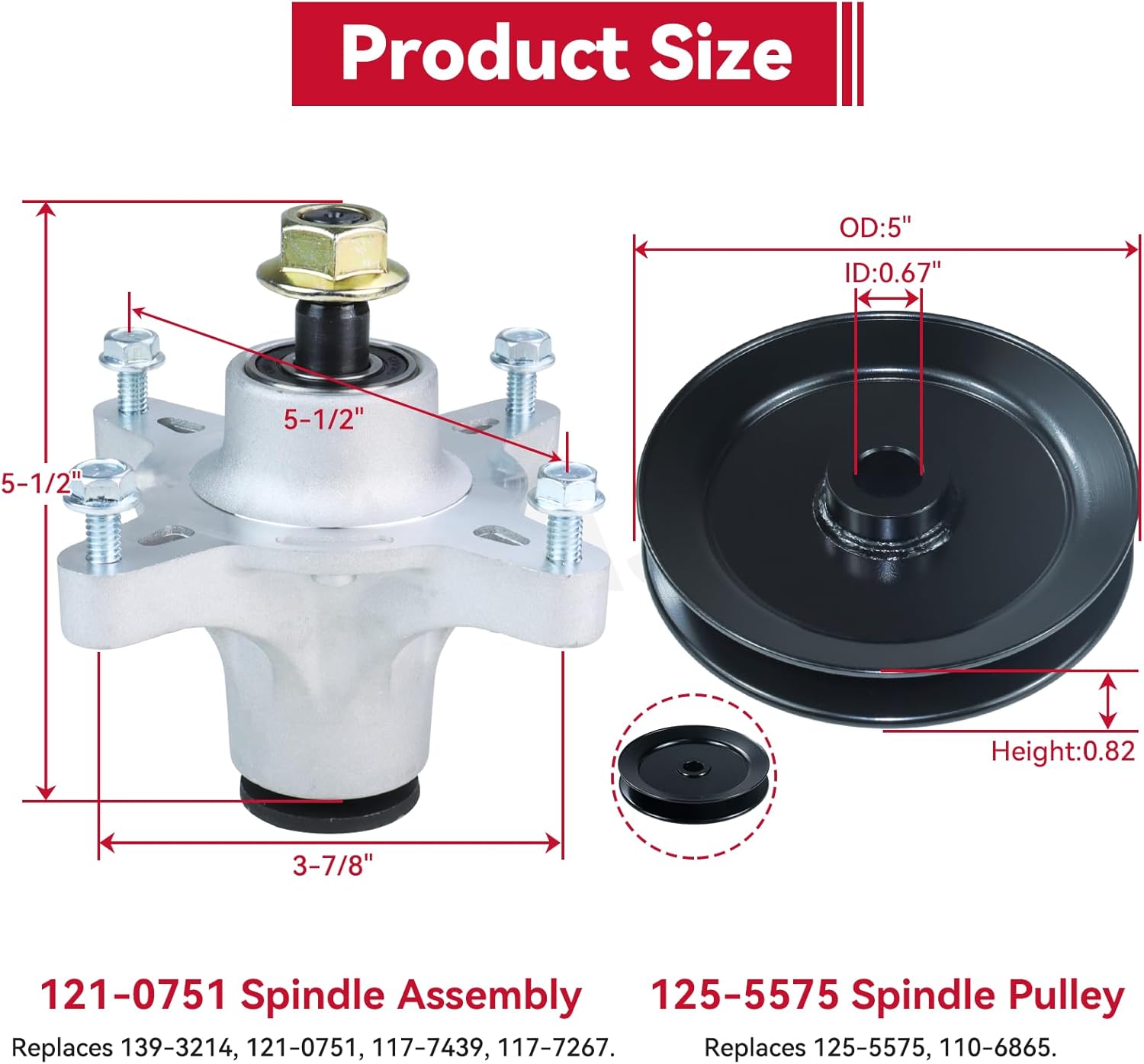 GELASKA 3 Pack 139-3214 Spindle Assembly with 125-5575 Pulley Replaces Toro 121-0751 117-7267 117-7268 117-7439 for Toro Timecutter 50" ss5000 ss5060 mx5060 mx5050 mx5000 mx5025 mx5075 sw5000 Decks