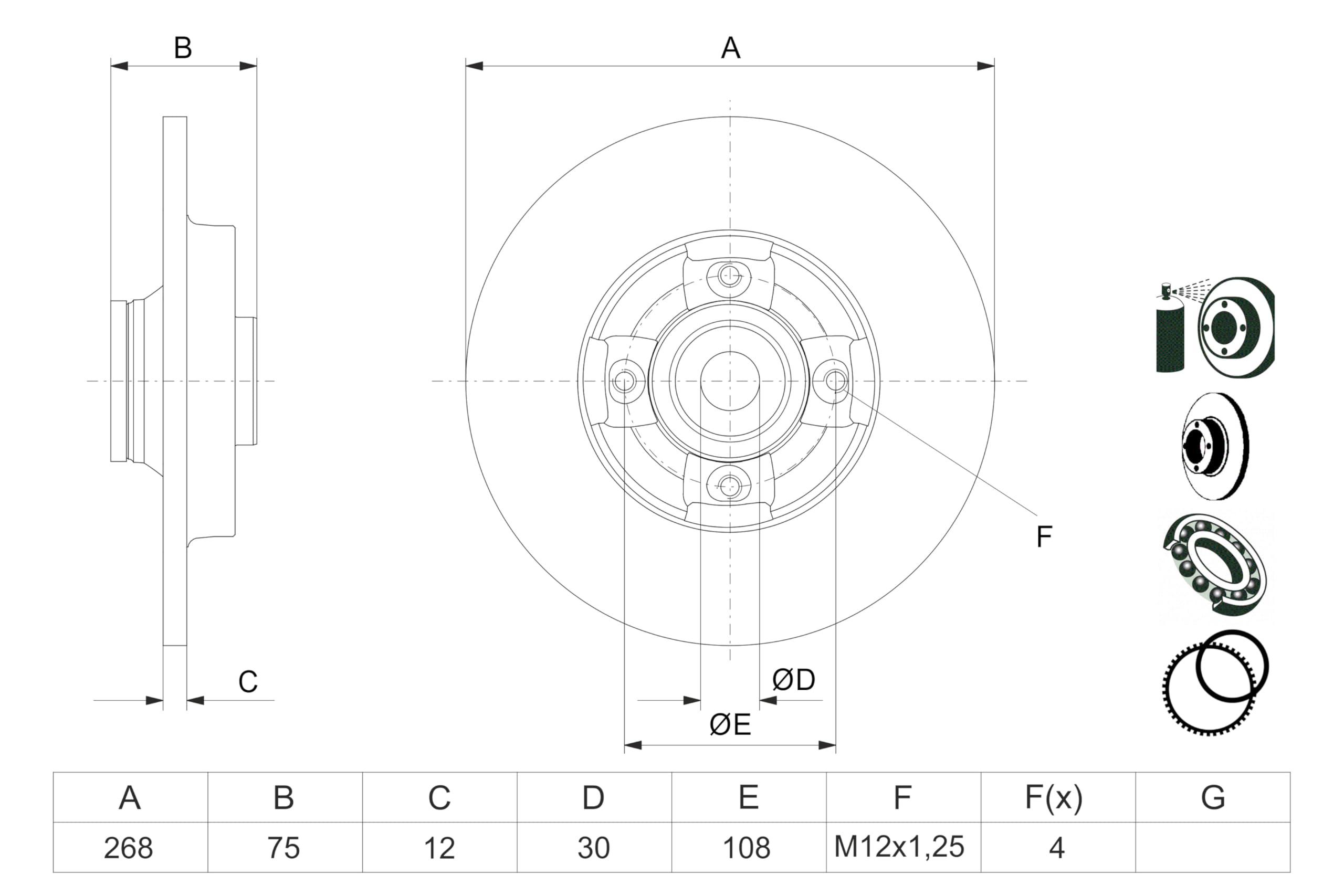 Bosch BD1334 Disques avec roulement intégré - certification ECE-R90-1 jeu de 2 disques
