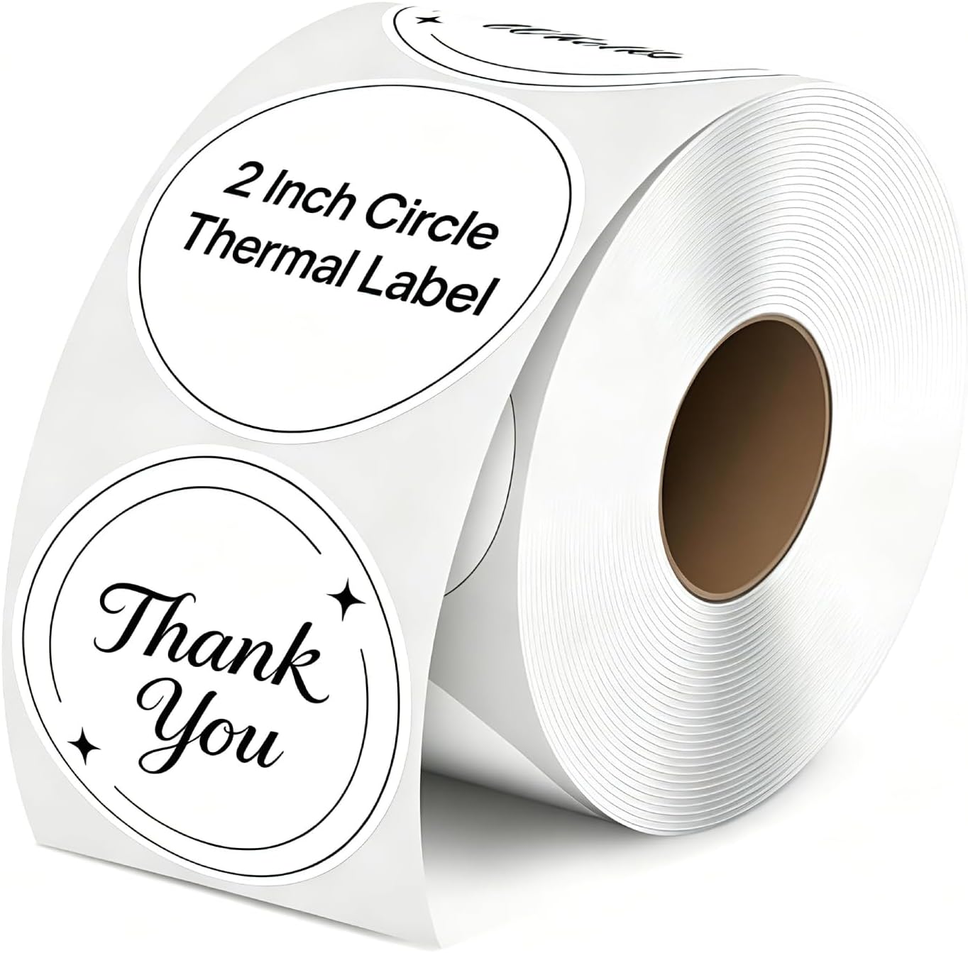 2 Inch White Circle Thermal Sticker Labels, Round Self-Adhesive Direct Thermal Labels, Compatible with Thermal Printers for Business QR Code Logo Marking 750 Sheets/1 Roll