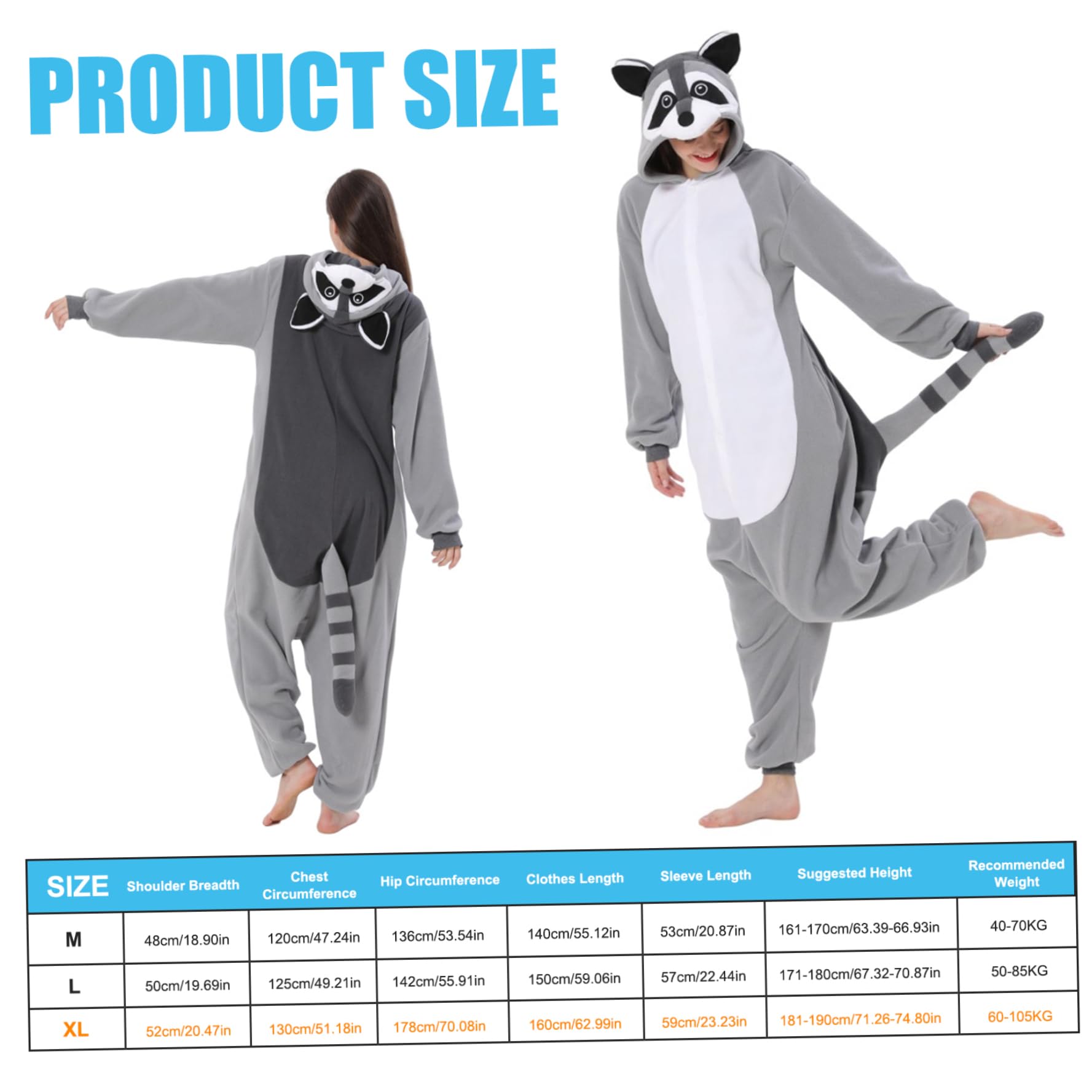 Mono de Mapache para Adulto Pijama de Mapache con Capucha y Cola Mono de Animal de Forro Polar con Cierre de botón Disfraz Lindo y térmico para Navidad, Halloween.