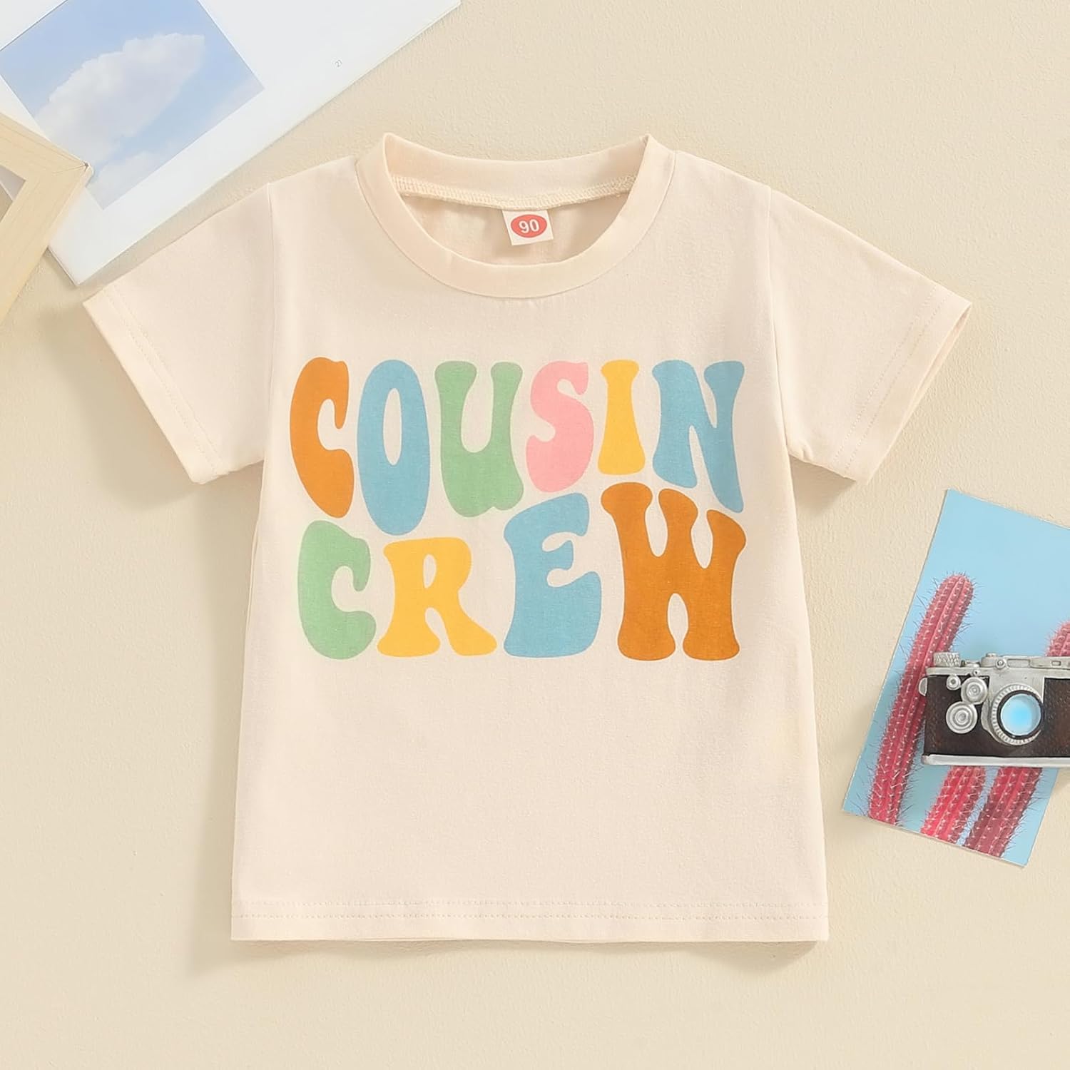 Sibling Matching Clothes Cousin Crew Shirt for Girls Boys Colorful Letter Print Short Sleeve Romper/Pullover Tops - Image 3