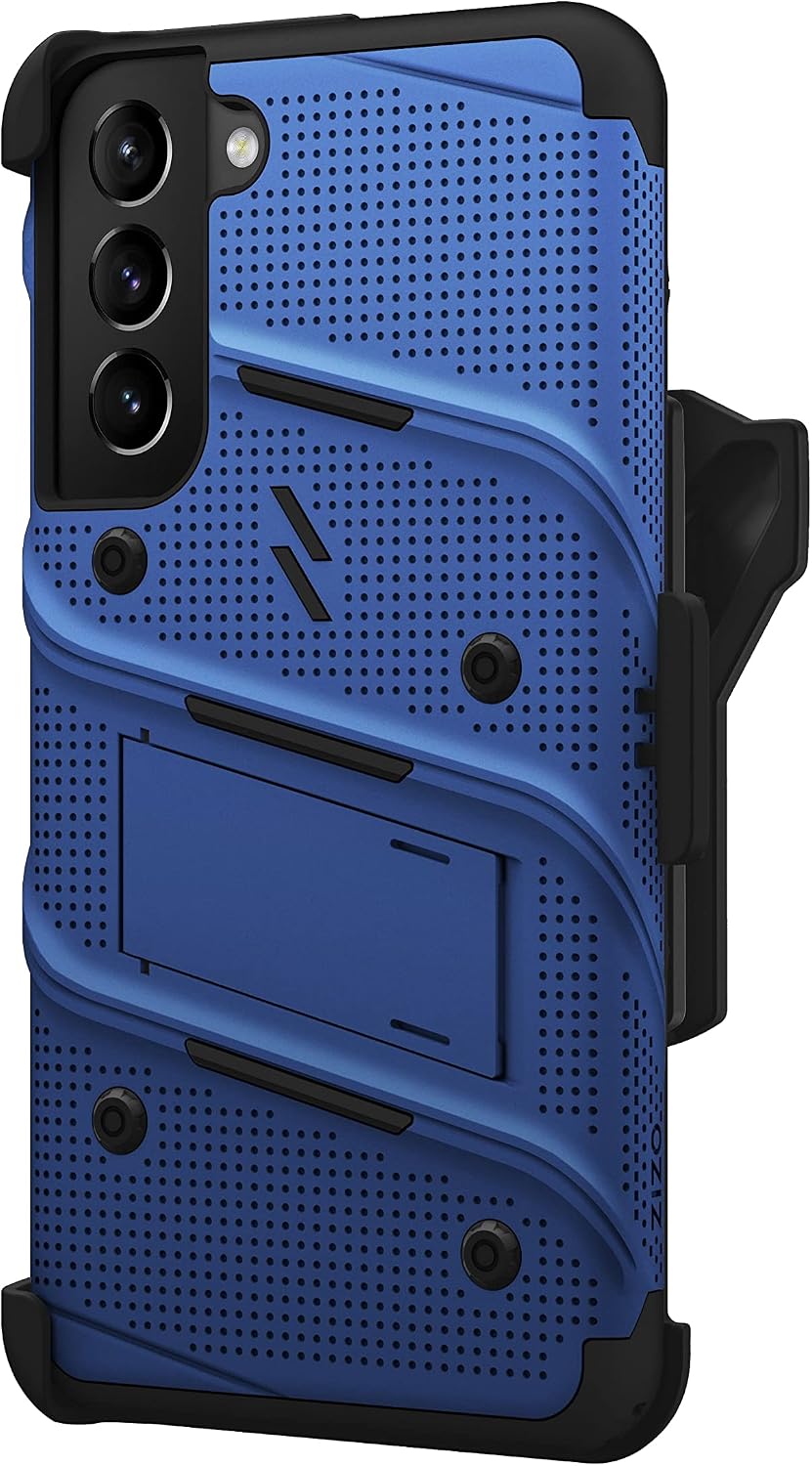 ZIZO Bolt Bundle for Galaxy S22 Plus Case with Screen Protector Kickstand Holster Lanyard - Blue