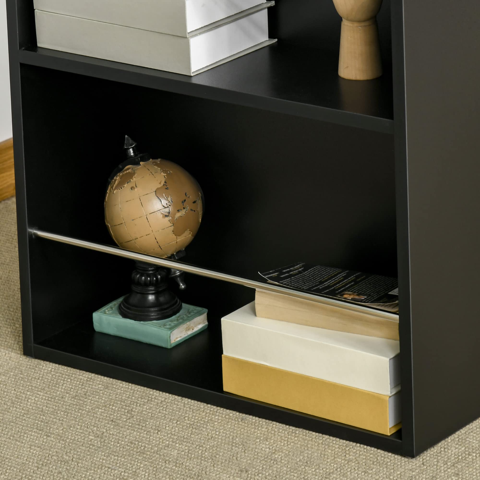 HOMCOM Bancone da Cucina Tavolo Alto con 3 Mensole in Legno, Arredamento Moderno Casa e Bar, 112x57x106cm, Nero