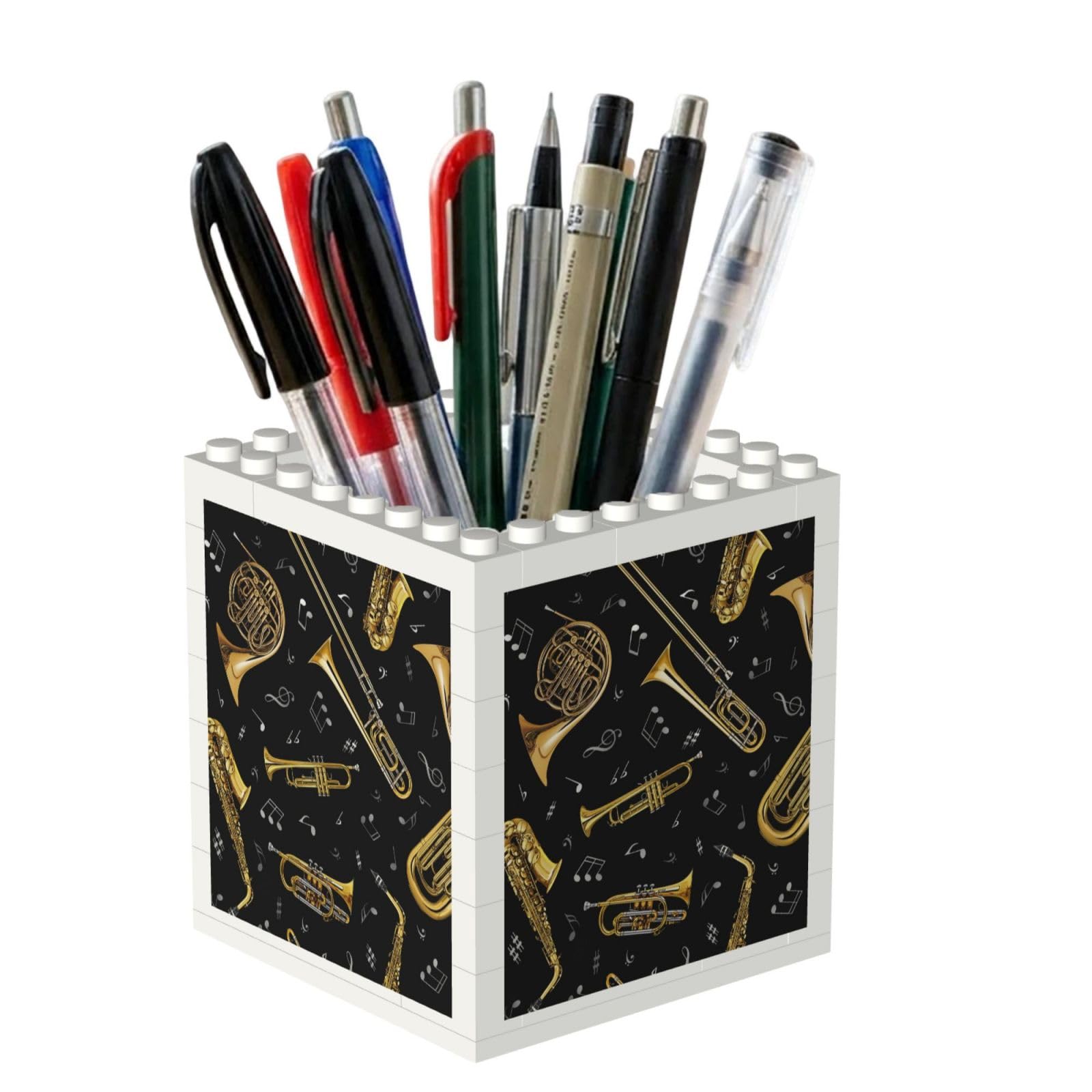 Poadnly Trumpet Musical Notes, Pen Pot Pencil Holder for Office Home School, Compact Desk Organiser for Office Stationery