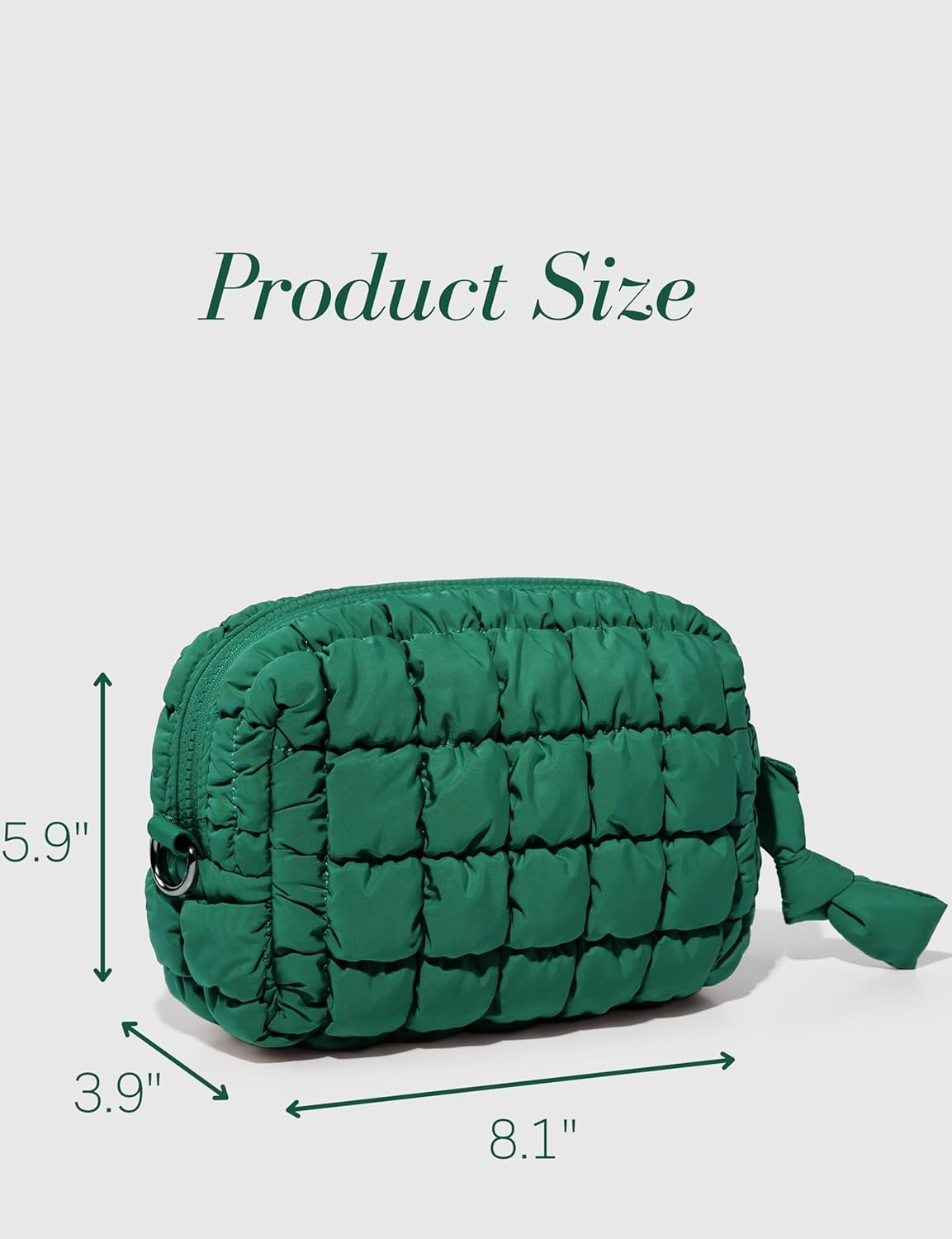 Yarnic Quilted Makeup Bag Puffy Cosmetic Bag, Quilt Travel Toiletry Bag for Women, Puff Cute Makeup Bag Organizer Puffer Makeup Pouch Soft(M, Deep Green) - Image 3