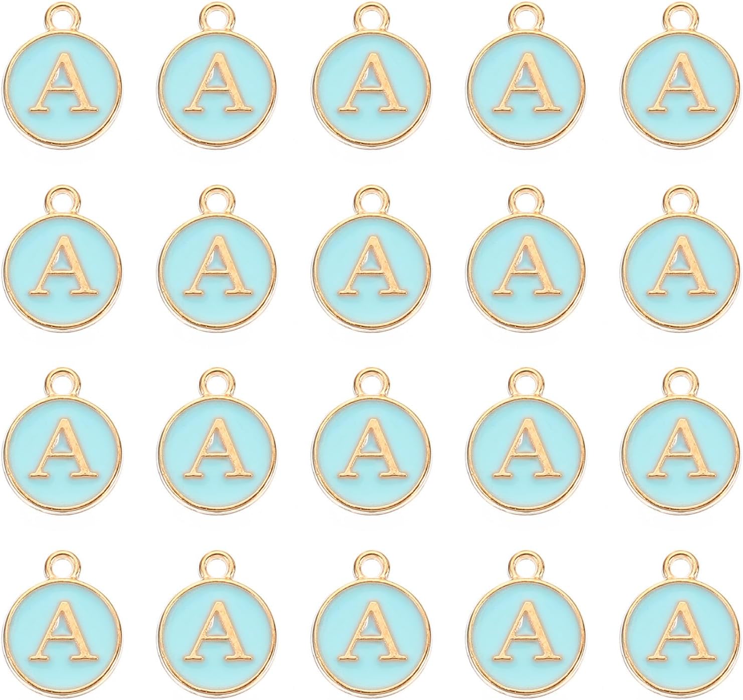 PATIKIL 50Pcs A Alphabet Charm Initial Pendant Charm Bulk Cute Double Sided Blue Designer DIY for Jewelry Making Bracelets Earrings Necklace Crafts