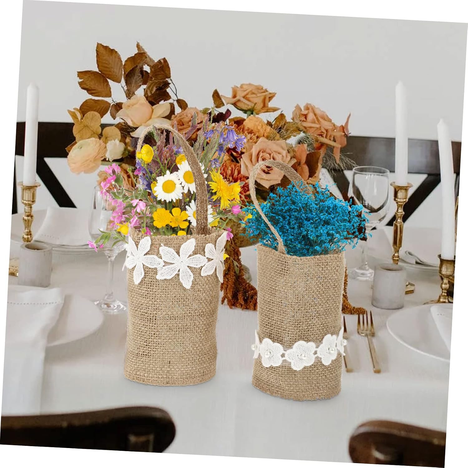 3pcs Linen Flower Girl Basket Set for Wedding Ceremony Props image 5