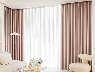 Tolldek Cortinas para habitación de 2 unidades, con ojales, cortinas para niñas, monocolor, poliéster, rosa, cortina para habitación infantil, sala de estar, cortina decorativa para dormitorio, 132 x