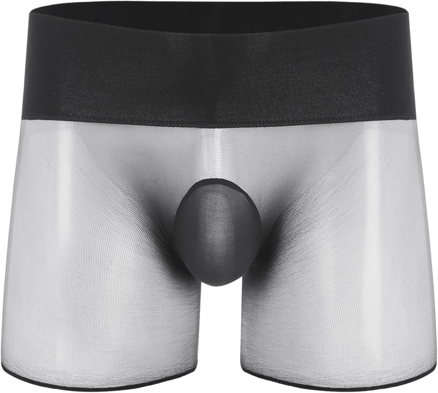 Mufeng Men Oil Shiny Elastic Waistband Underwear Glossy Shorts See Through Boxer Underpant Briefs