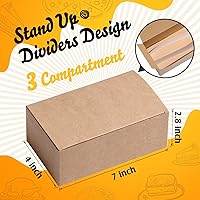 Vista 3 de Cajas de tacos con divisores de pie, contenedores de comida para llevar tacos de tres compartimentos, cartón kraft, almacenamiento desechable