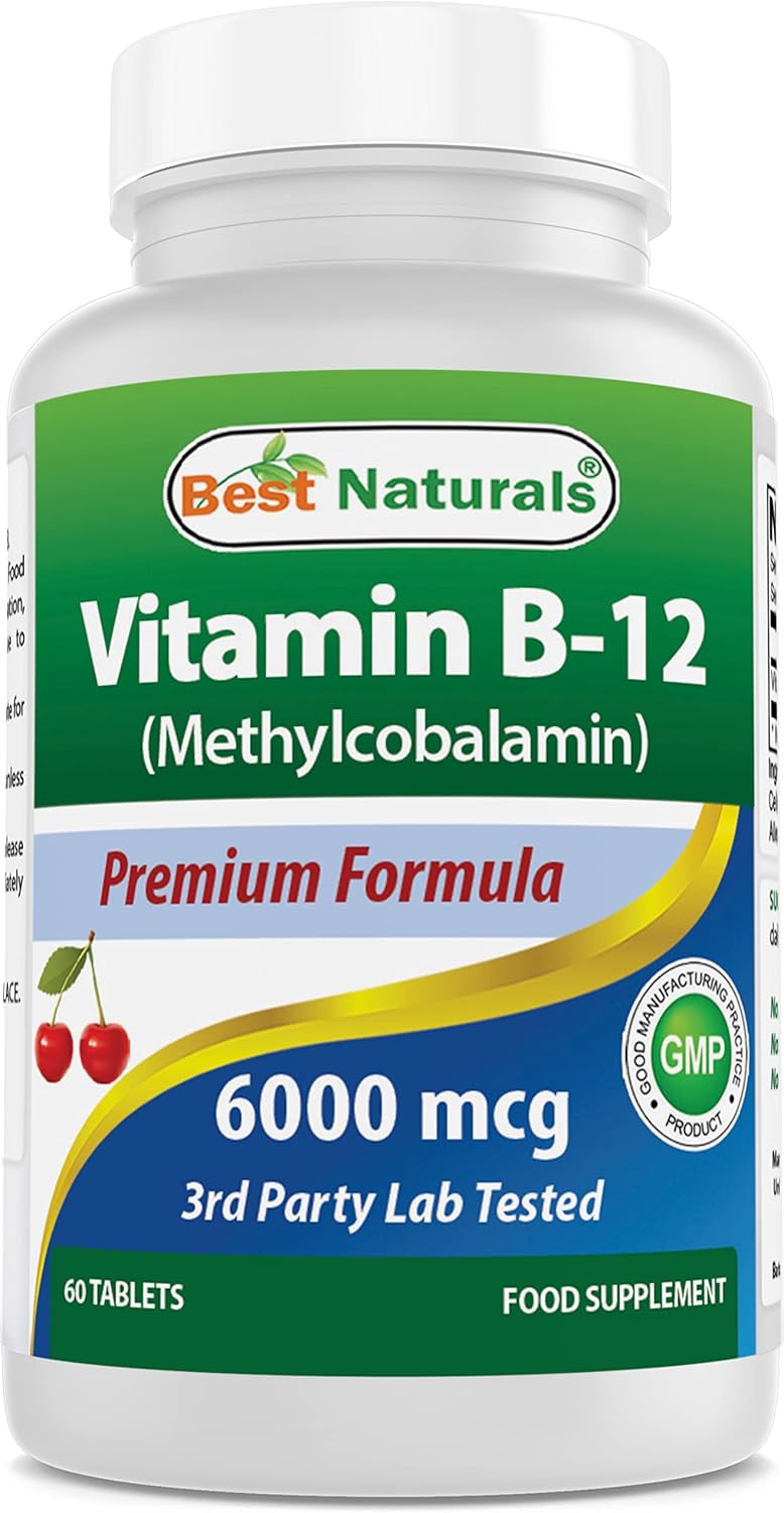 Best Naturals Vitamin B-12 as Methylcobalamin (Methyl B12), 6000 mcg Tablet, 60 Count