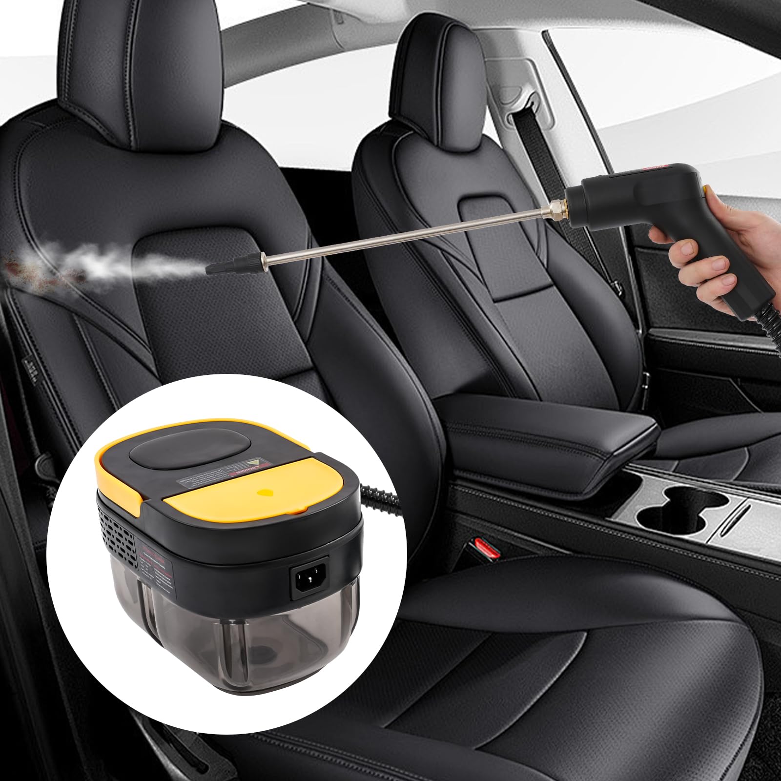 Handdampfreiniger 1500W Dampfreiniger 1600ml Wassertank | 3 Dampfstufen 15s Aufheizzeit 3,0bar Zubehör Auto Fenster Küche Bad Boden Fliesen Teppich Sofa Polster Haushaltsreinigung