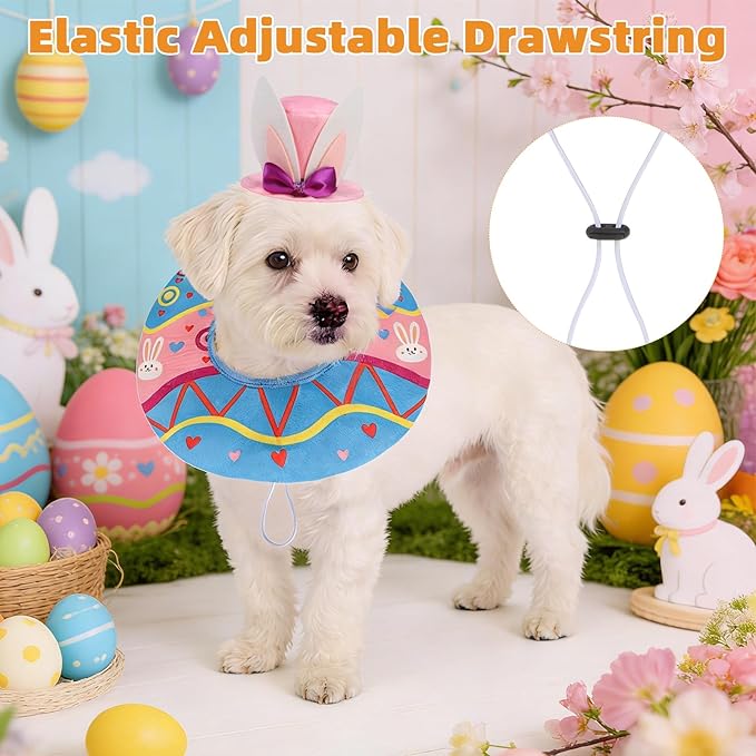 Disfraz de Conejo de Pascua para Perro KOOLTAIL, Conjunto con Sombrero y Collar, Talla M, Rosa y Azul miniatura 2