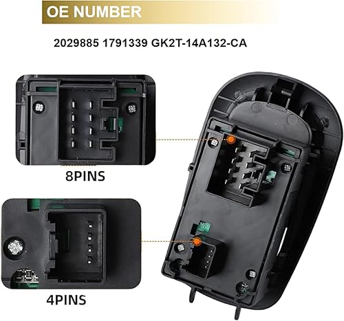 Miniatura 2 de Botón de control de interruptor de ventana de doble puerta delantera izquierda lado del conductor y pasajero compatible con Ford Transit MK8 Custom