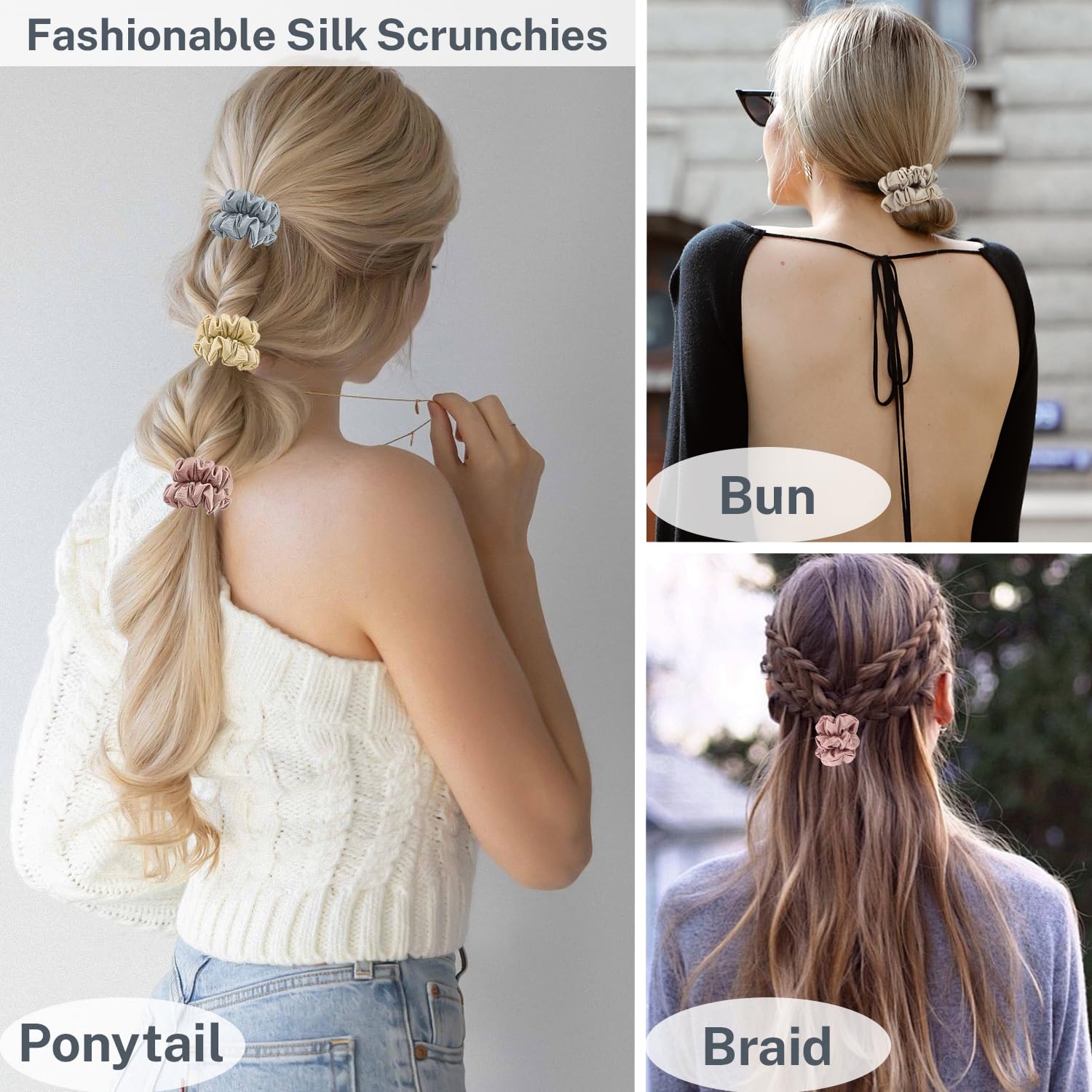4Pcs Silk Scrunchies - Image 3