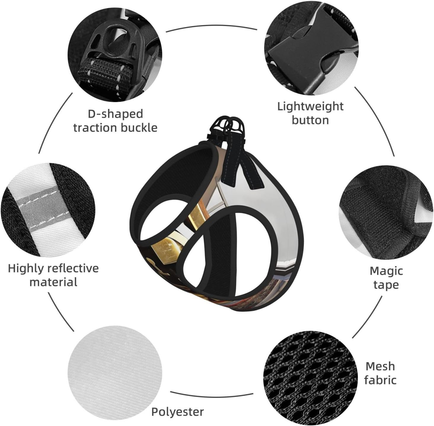 Giant encrypted Vault Pet Vest Small Size Dog Harness and Leash Set, Reflective & Breathable for Puppy Training Without Accessories Medium