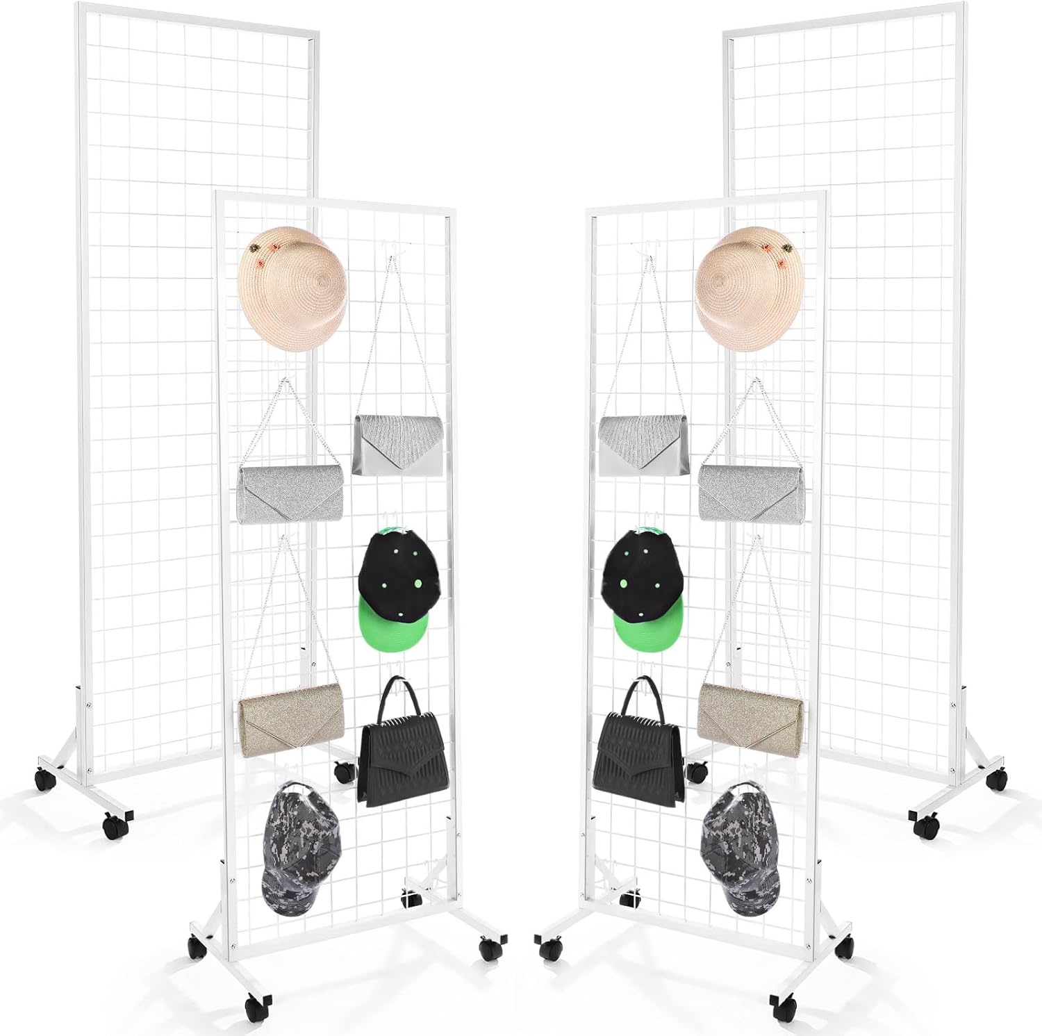 Blulu 4 Pcs Gridwall Panels 2 x 5.2ft Grid Display Panel