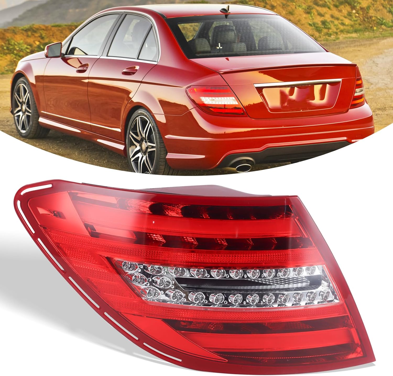 USA Type Tail Light Assembly Compatible With 2011-2014 Mercedes Benz W204 C-Class 250 C300 C350 Tail Lamp Outer Rear Light Left Driver Side 2049060603 MB2800135