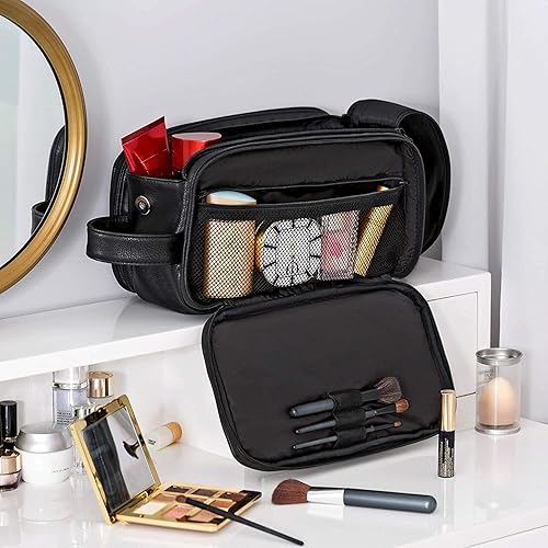 Miniatura 9 de Elviros - Bolsa de aseo de viaje para hombre, gran kit de afeitado Dopp resistente al agua, organizador de artículos de baño, bolsas cosméticas de