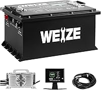 Vista 12 de WEIZE Batería de litio de 12 V/100 Ah Mini LiFePO4, BMS inteligente de 100 A incorporada, batería de ciclo profundo con protección de baja