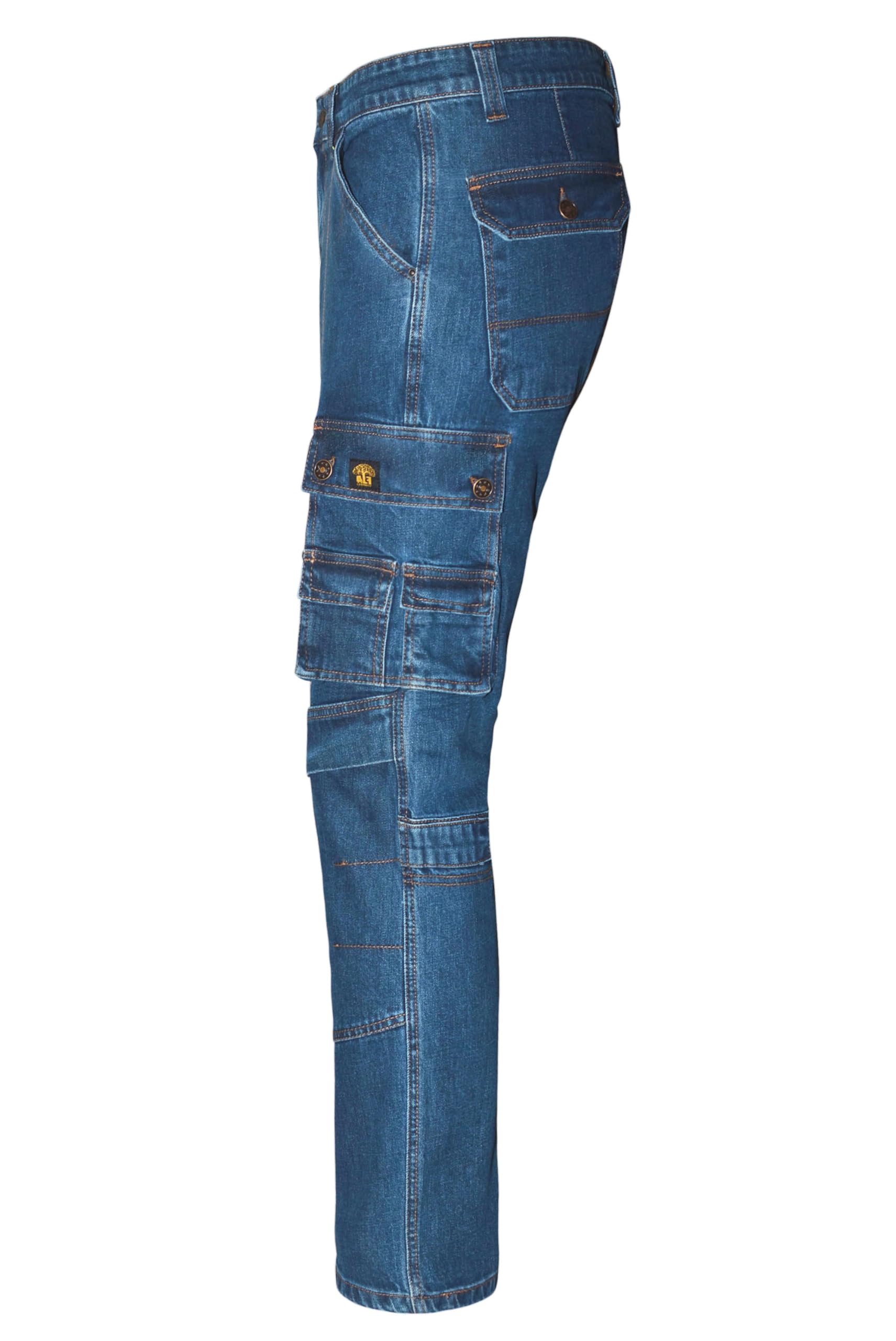 ALF.GERMANY Arbeitsjeans Herren – Robuste Denim Arbeitshose mit Cargotaschen, Multifunktion & Kniepolstertaschen, Cargo Combat Workwear