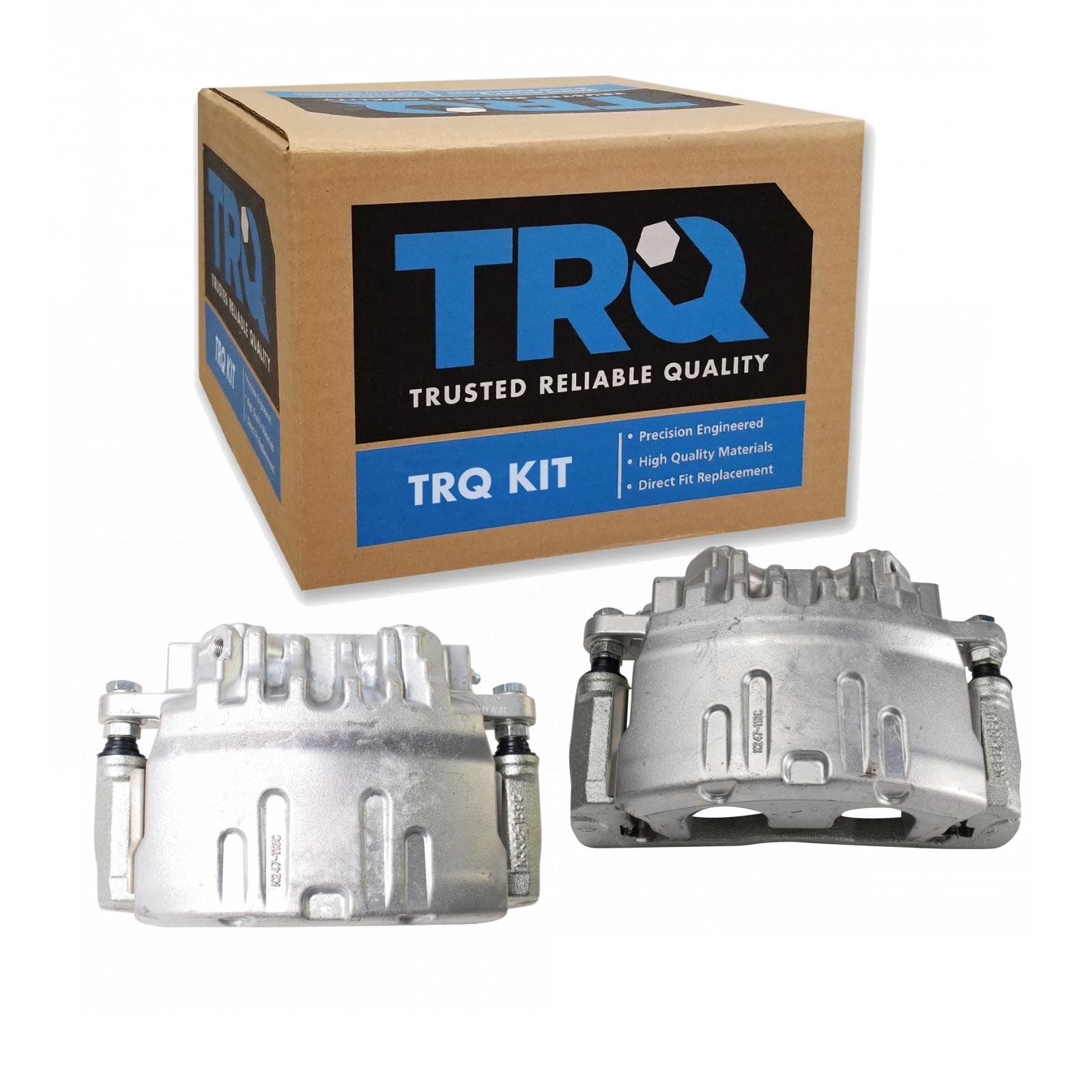 TRQ Front Brake Caliper Set Zinc Coated Brackets