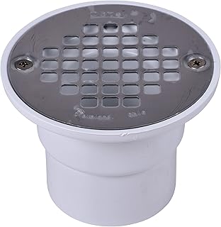 Oatey 42235 2 in. or 3 in. White PVC Shower Drain with Round Screw-Tite Stainless Steel Strainer