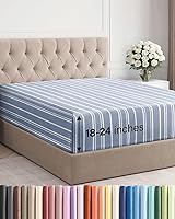 Vista 49 de Sábana bajera extra profunda tamaño Queen – Sábana bajera individual de lujo para hotel solamente – Se adapta fácilmente a colchones de 18 a 24