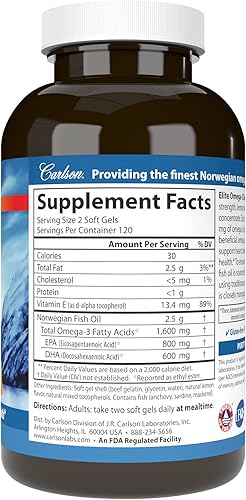 Miniatura 2 de Carlson Elite Omega 3 Gems 1600 mg sabor limón 240 cápsulas blandas