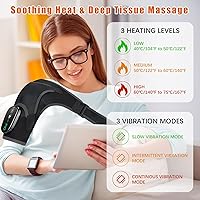 Vista 2 de Masajeador de almohadilla térmica de hombro, envoltura de hombro térmica inalámbrica con masaje, soporte de hombro calentado para aliviar el dolor
