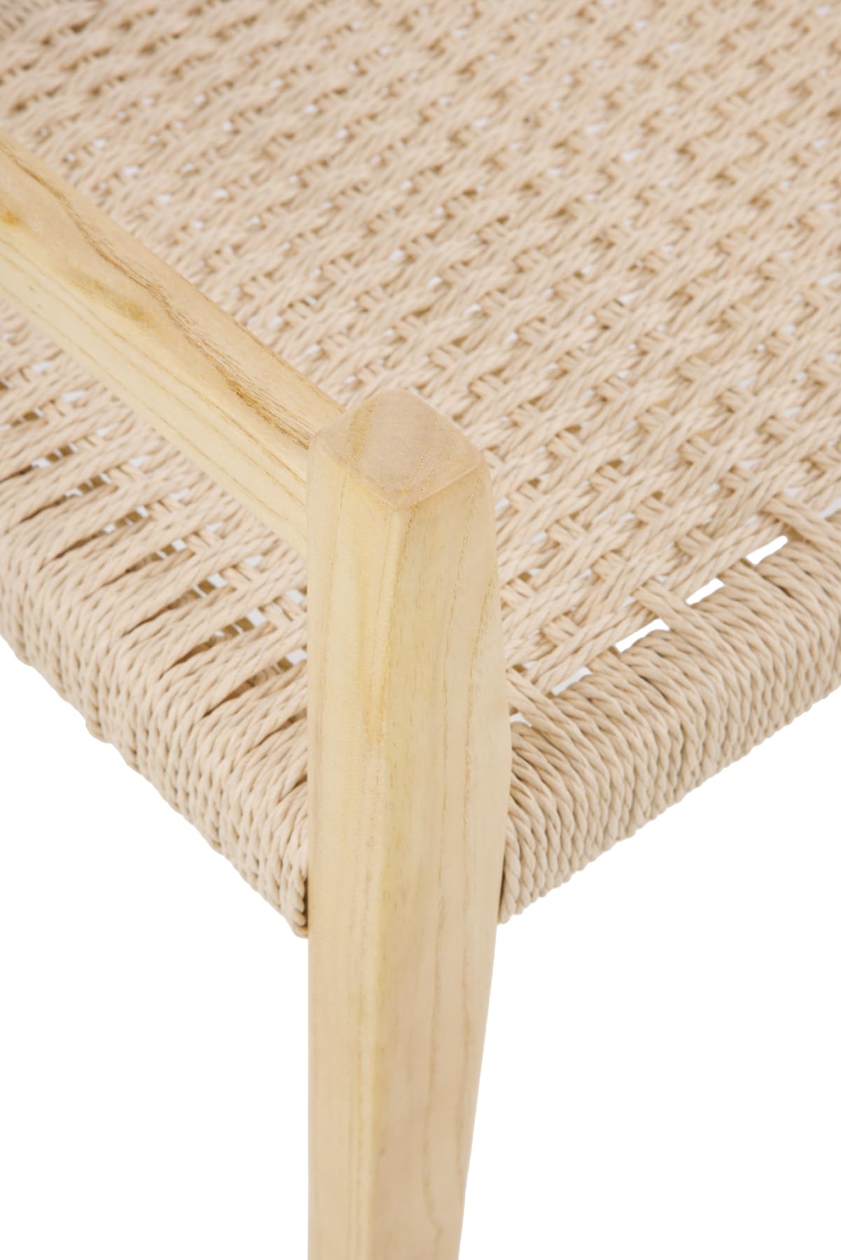 Panca in legno di frassino, 60 x 40 x 60 cm, con seduta intrecciata in corda naturale e braccioli, per ingresso, soggiorno e camera da letto