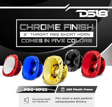 Ds18 Pro-hp52/crdwh 2 خروج القرن الدليل الموجي البلاستيك القرن - 2.6 عمق أقصر نمط - يناسب معظم الترباس على برامج تشغيل الضغط - الأشعة فوق البنفسجية مقاومة الكروم النهاية - أحمر/أبيض كروم اللون (واحد)
