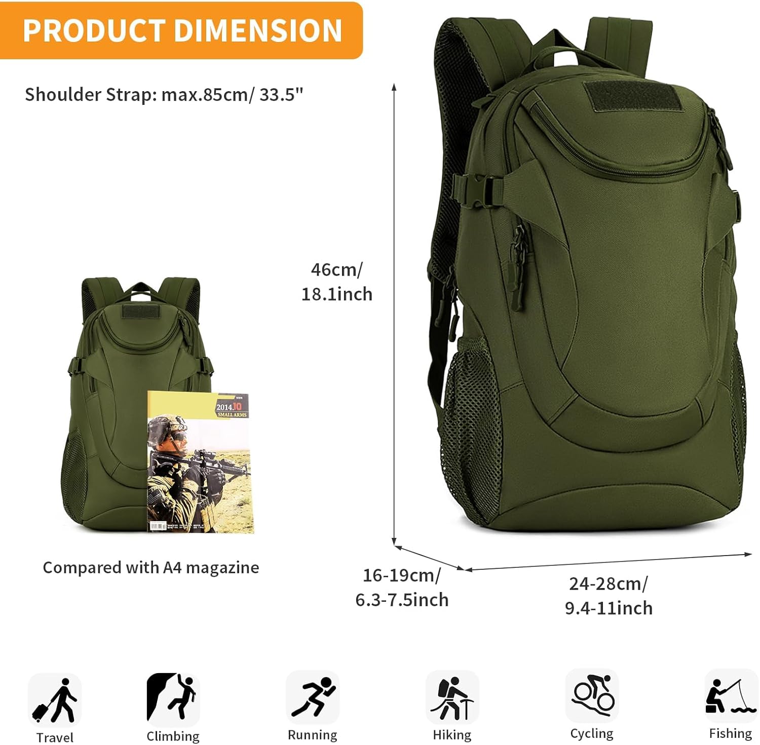 HUNTVP 25L Tactical Backpack Rucksack Tactical Assault Pack Military Bag WR | Rucksack, WR